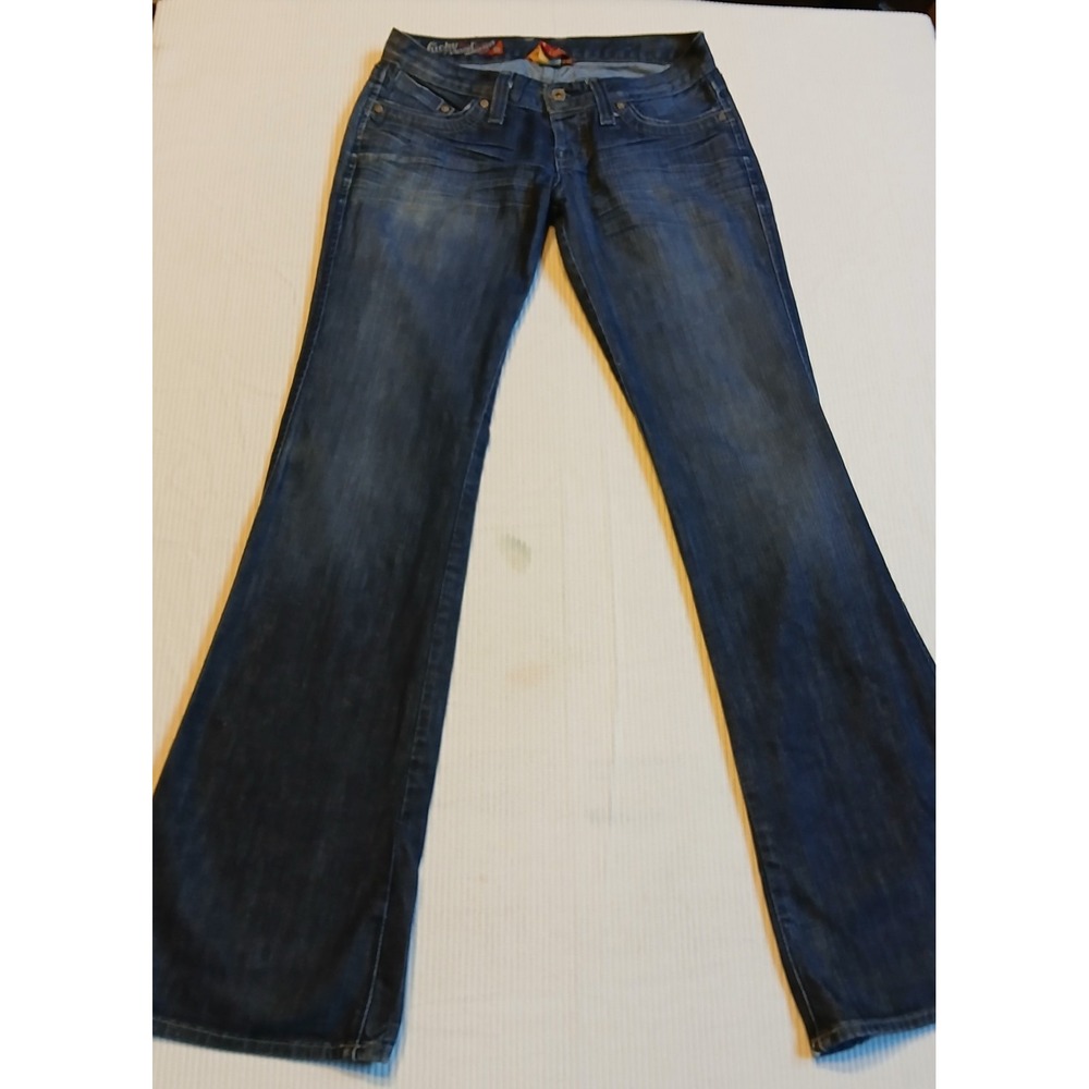 Vintage Lucky Brand Dungarees Jeans Womens 6/28 Long Bootcut Dark Wash Blue USA